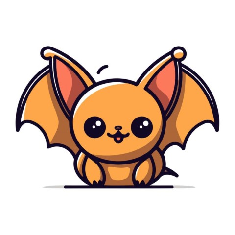 Cute cartoon flying bat. Vector illustration isolated on white b