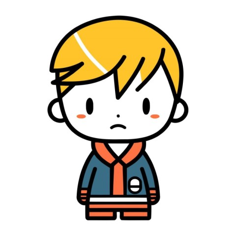 Boy with sad facial expression vector illustration. Cartoon boy