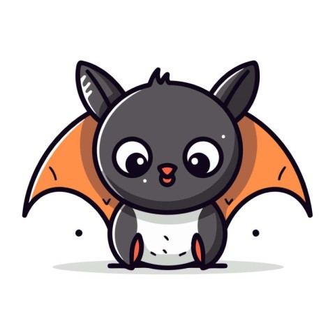 Cute cartoon bat. Vector illustration isolated on a white backgr