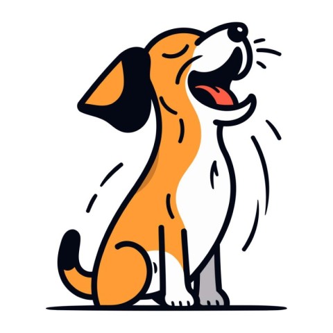 Cute cartoon dog. Vector illustration of a dog. Hand drawn doodl