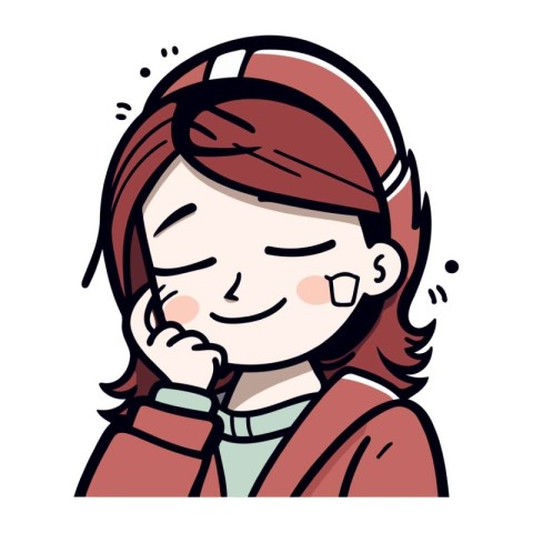 Illustration of a Teenage Girl Wearing Headphones and Smiling