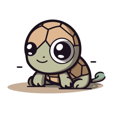 Cute Cartoon Turtle Vector Illustration. Cute Turtle Character.