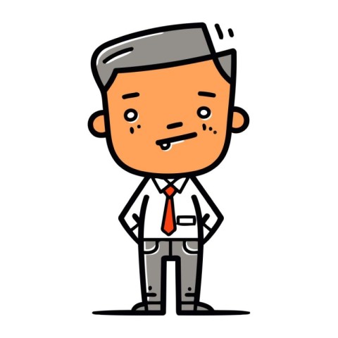 Cartoon happy businessman standing on white background. Vector c