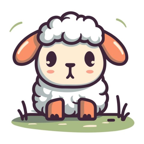 Sheep cartoon character vector illustration. Cute sheep mascot.