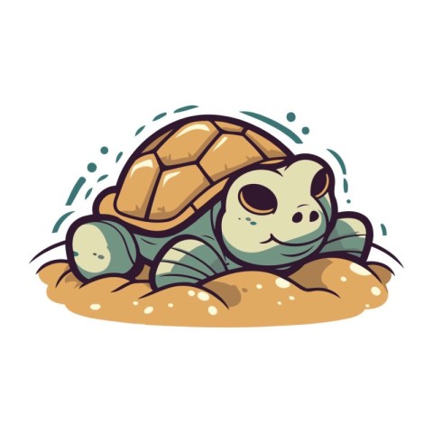 Vector illustration of a cute cartoon turtle isolated on a white