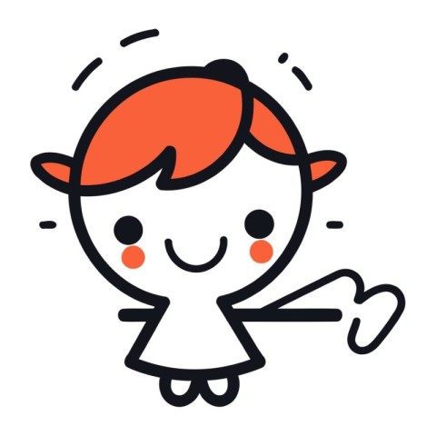 Cute cartoon little girl playing with bow and arrow. Vector illu