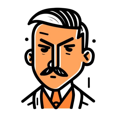 Portrait of a man with a mustache. Vector illustration on white