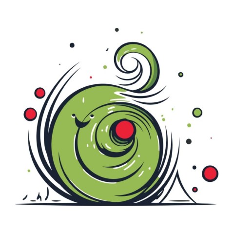 Green spiral on white background. Vector illustration. Hand draw