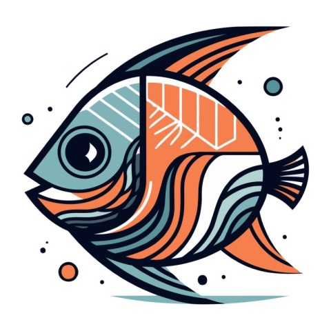 Vector illustration of a stylized fish on a white background. Ve