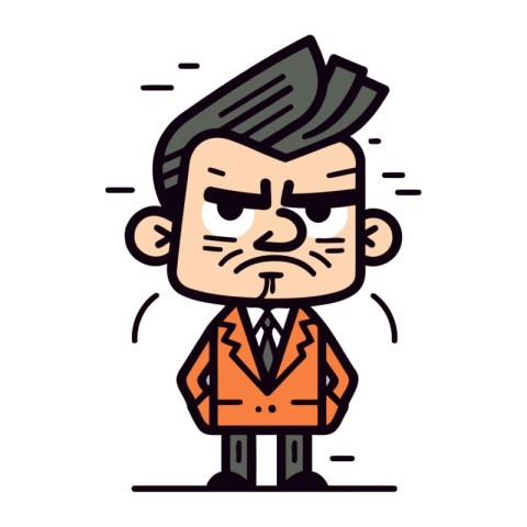 Angry businessman cartoon character. Vector illustration in dood