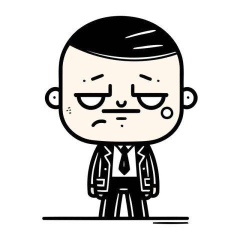 Upset cartoon man wearing suit. Vector clip art illustration.