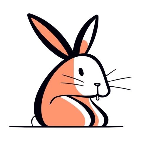 Cute cartoon rabbit isolated on a white background. Vector illus