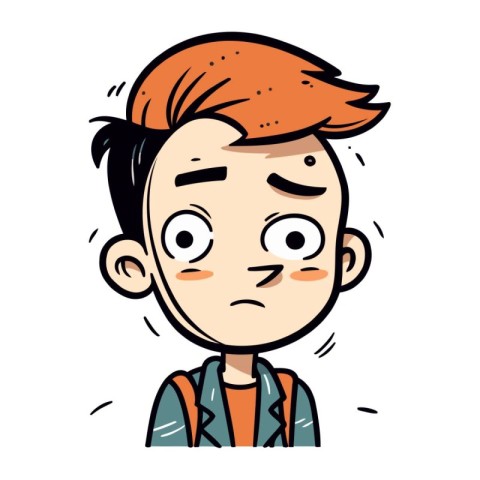 Angry boy. Vector illustration of a boy with a sad face.