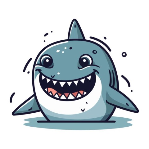 Cute cartoon shark. Vector illustration. Isolated on white backg