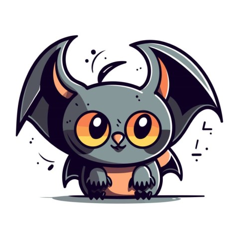 Cute cartoon bat. Vector illustration. Isolated on white backgro