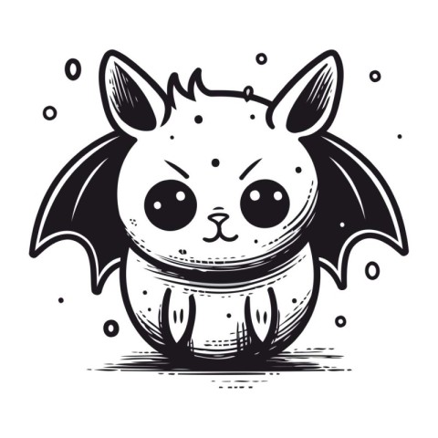 Cute cartoon bat. Vector illustration isolated on a white backgr