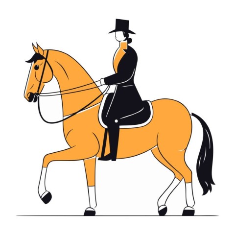 Horseman riding on a horse. Vector illustration in flat style