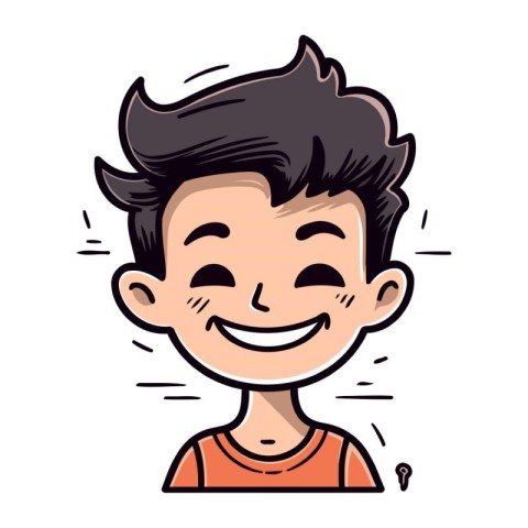 Vector illustration of a happy boy smiling and looking at the ca