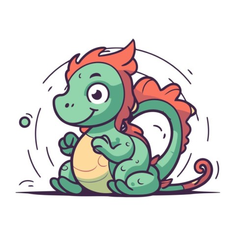 Cute cartoon dragon. Vector illustration. Isolated on white back