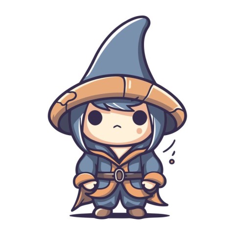 Cute little boy dressed as a witch. Vector cartoon illustration.