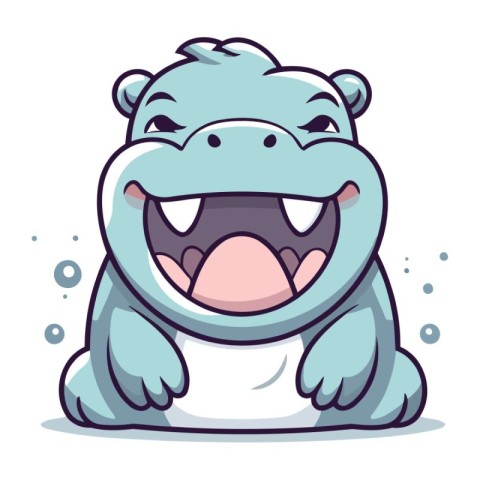 Illustration of a Cute Hippopotamus Cartoon Character Mascot