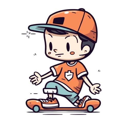 Boy riding a skateboard. sketch for your design. Vector illustra