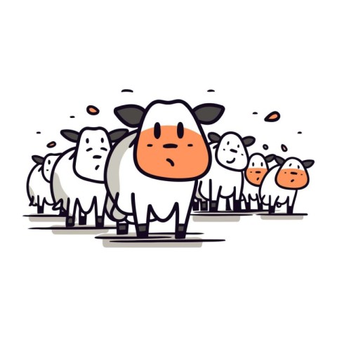 Cute cartoon sheep. Vector illustration. Farm animals. Farm anim