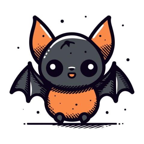 Cute cartoon bat. Vector illustration isolated on a white backgr