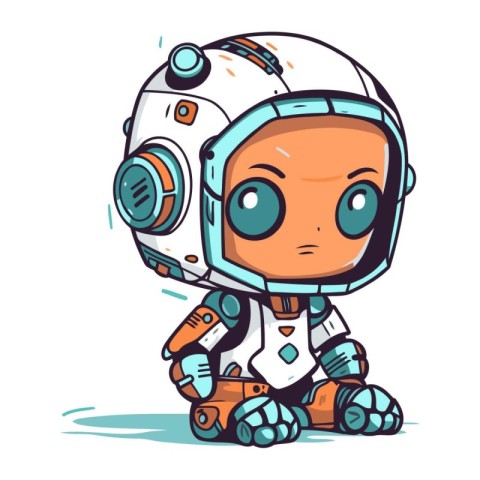 Cute cartoon astronaut. Vector illustration isolated on a white