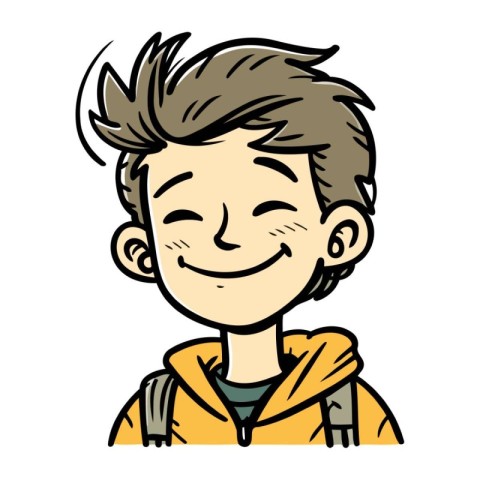 Illustration of a boy with a smile on his face. vector illustrat