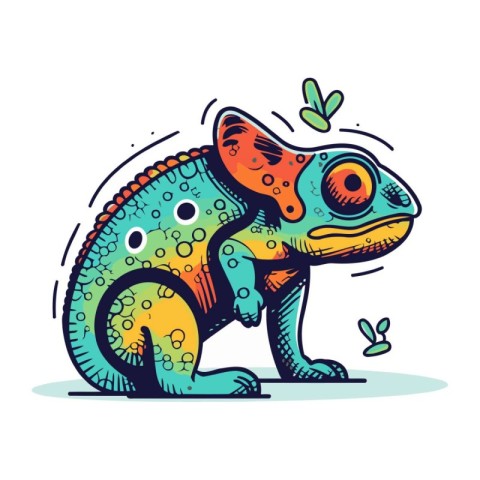 Chameleon. Colored vector illustration. Isolated on white backgr