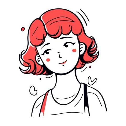 Vector illustration of a red haired woman with a smile on her fa