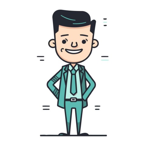 Character illustration design. Businessman happy cartoon style.