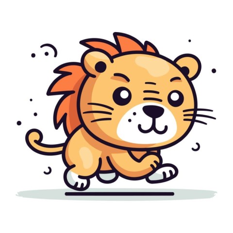 Cute cartoon lion character. Vector illustration of a wild anima