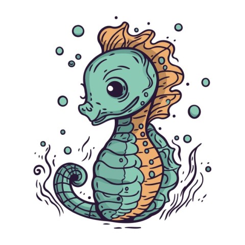 Seahorse. Coloring book for children. Vector illustration.