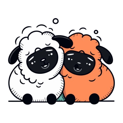 Cute cartoon sheep. Vector illustration isolated on a white back