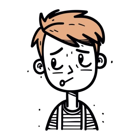 illustration of a cartoon boy with sad expression on his face.