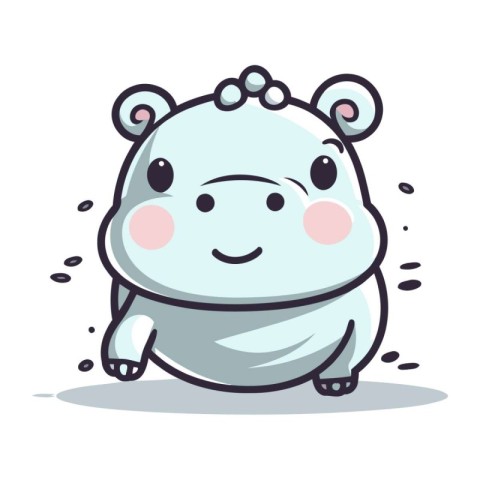 Cute hippopotamus character vector illustration. Cute cartoon hi