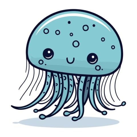 Cartoon jellyfish isolated on a white background. Vector illustr