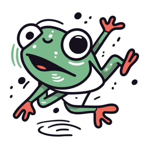 Frog jumping. Vector illustration. Isolated on white background.