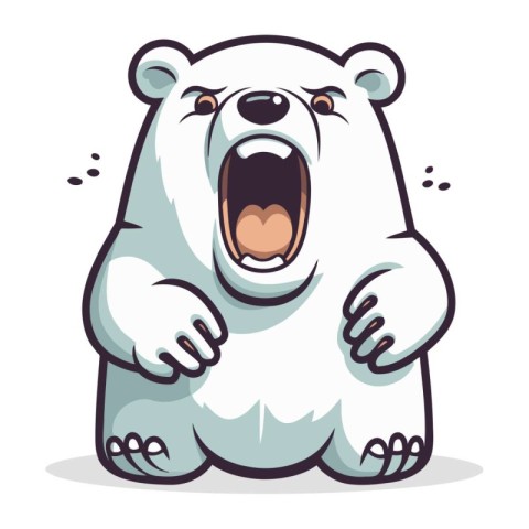 Illustration of an angry cartoon polar bear isolated on a white