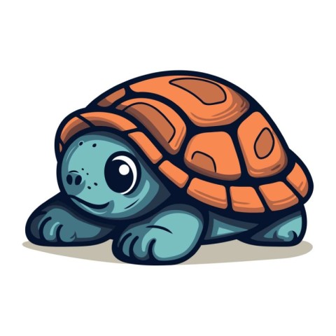 Cute cartoon turtle isolated on a white background. Vector illus