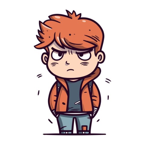 Angry boy. Vector illustration in cartoon style. Isolated on whi