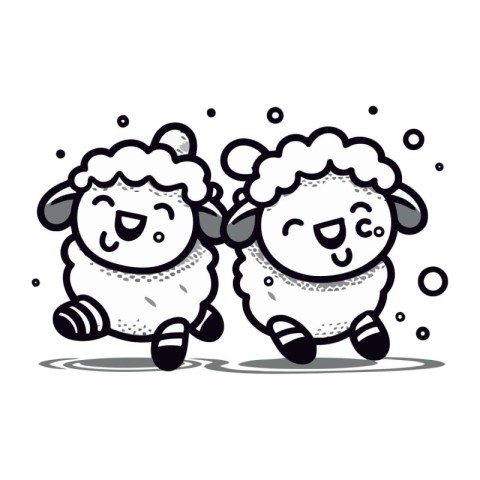 Cute cartoon sheep. Vector illustration isolated on a white back