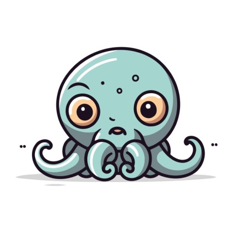 Octopus cartoon character vector illustration. Cute octopus char