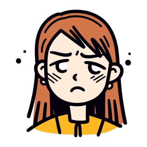 Illustration of a girl with a sad expression on her face.