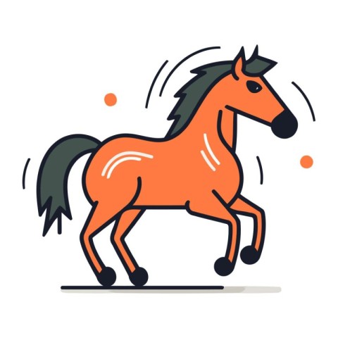 Horse icon. Vector illustration in flat linear style on white ba