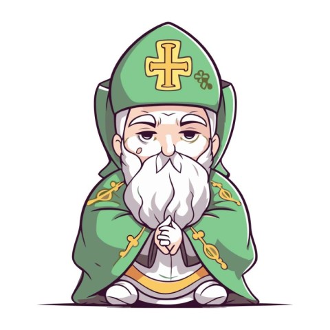 Cartoon wise man. Vector illustration of a wise man in a green s