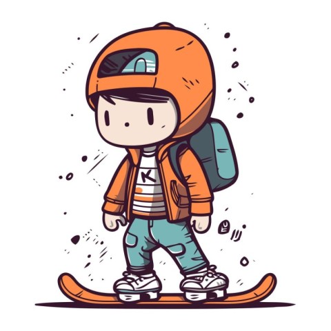 Cartoon skier. Vector illustration of a snowboarder.