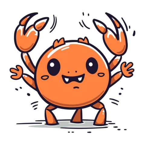 Cute cartoon crab character. Vector illustration of a funny crab